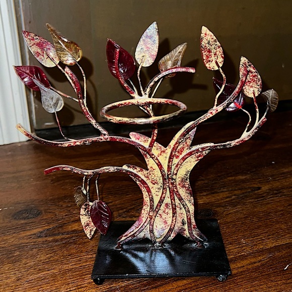 Other - Vintage Rare Tree Sculpture Translucent Leaves Candle Holder Made In India